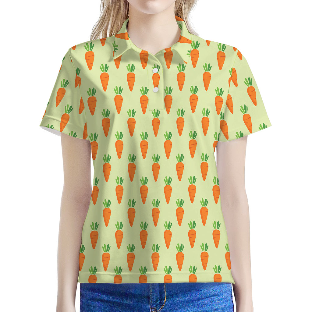 Cute Carrot Pattern Print Women's Polo Shirt