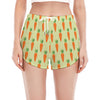 Cute Carrot Pattern Print Women's Split Running Shorts