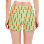 Cute Carrot Pattern Print Women's Split Running Shorts