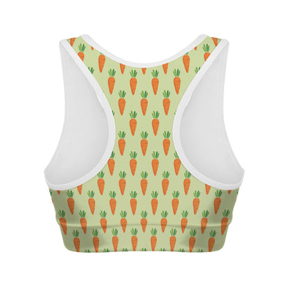 Cute Carrot Pattern Print Women's Sports Bra