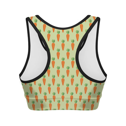 Cute Carrot Pattern Print Women's Sports Bra