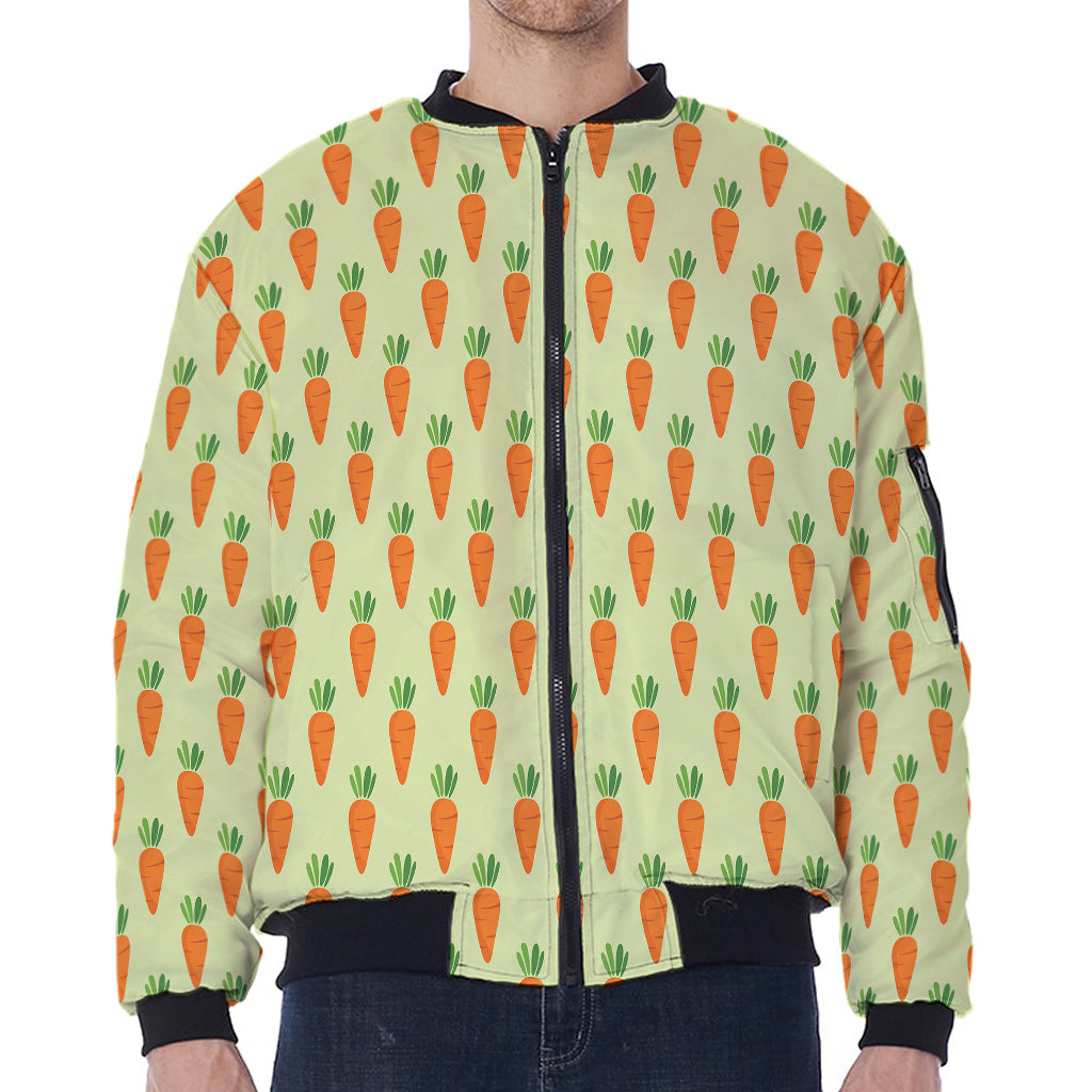 Cute Carrot Pattern Print Zip Sleeve Bomber Jacket