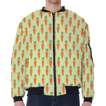 Cute Carrot Pattern Print Zip Sleeve Bomber Jacket