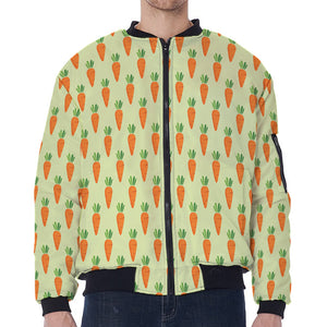 Cute Carrot Pattern Print Zip Sleeve Bomber Jacket