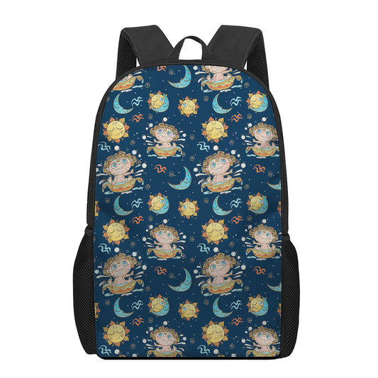 Cute Cartoon Aquarius Pattern Print 17 Inch Backpack