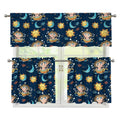Cute Cartoon Aquarius Pattern Print 3 Piece Kitchen Curtains