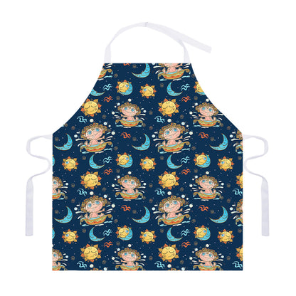 Cute Cartoon Aquarius Pattern Print Adjustable Apron