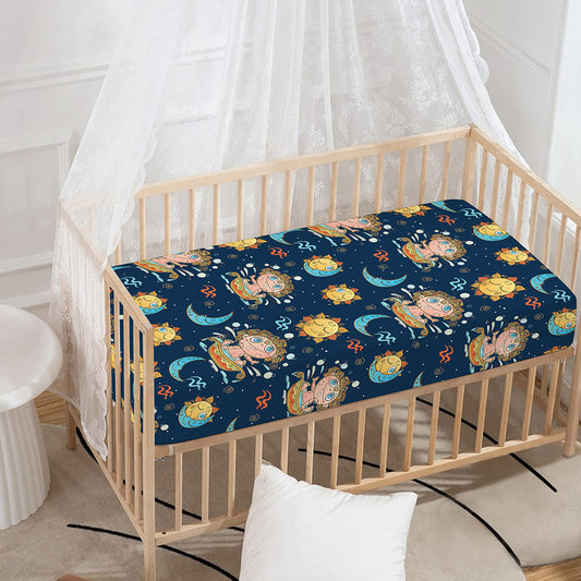 Cute Cartoon Aquarius Pattern Print Baby Crib Sheet