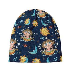 Cute Cartoon Aquarius Pattern Print Beanie