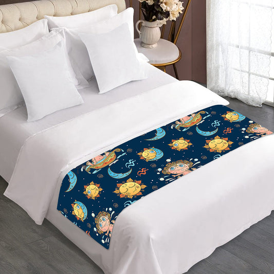 Cute Cartoon Aquarius Pattern Print Bed Runner