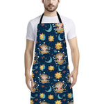 Cute Cartoon Aquarius Pattern Print Bib Apron With Pocket