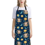 Cute Cartoon Aquarius Pattern Print Bib Apron With Pocket