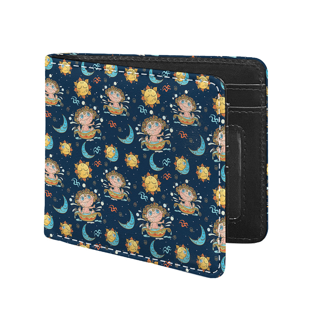 Cute Cartoon Aquarius Pattern Print Bifold Wallet
