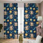 Cute Cartoon Aquarius Pattern Print Blackout Pencil Pleat Curtains