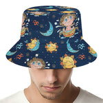 Cute Cartoon Aquarius Pattern Print Bucket Hat