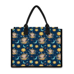 Cute Cartoon Aquarius Pattern Print Canvas Tote Bag