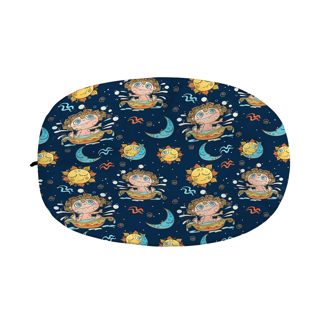 Cute Cartoon Aquarius Pattern Print Car Side Mirror Covers