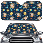 Cute Cartoon Aquarius Pattern Print Car Windshield Sun Shade