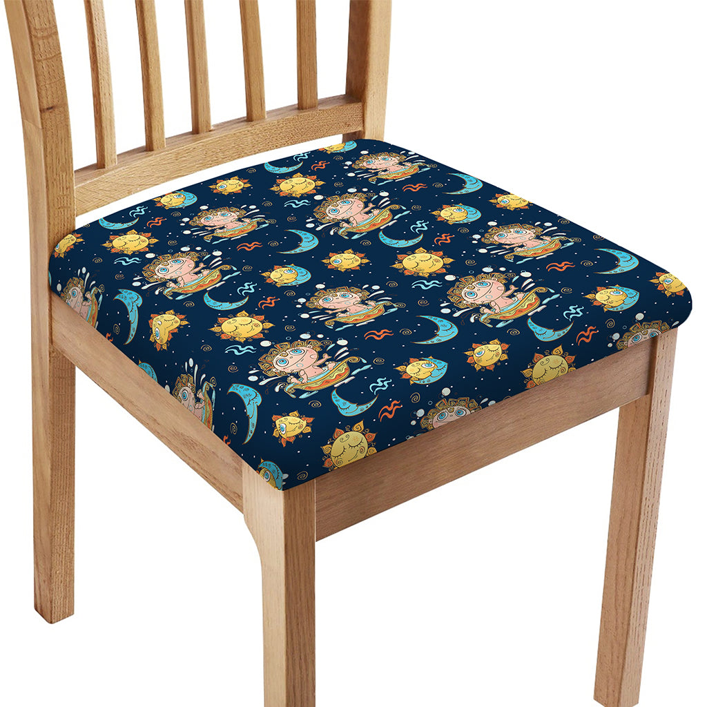 Cute Cartoon Aquarius Pattern Print Chair Cushion Cover