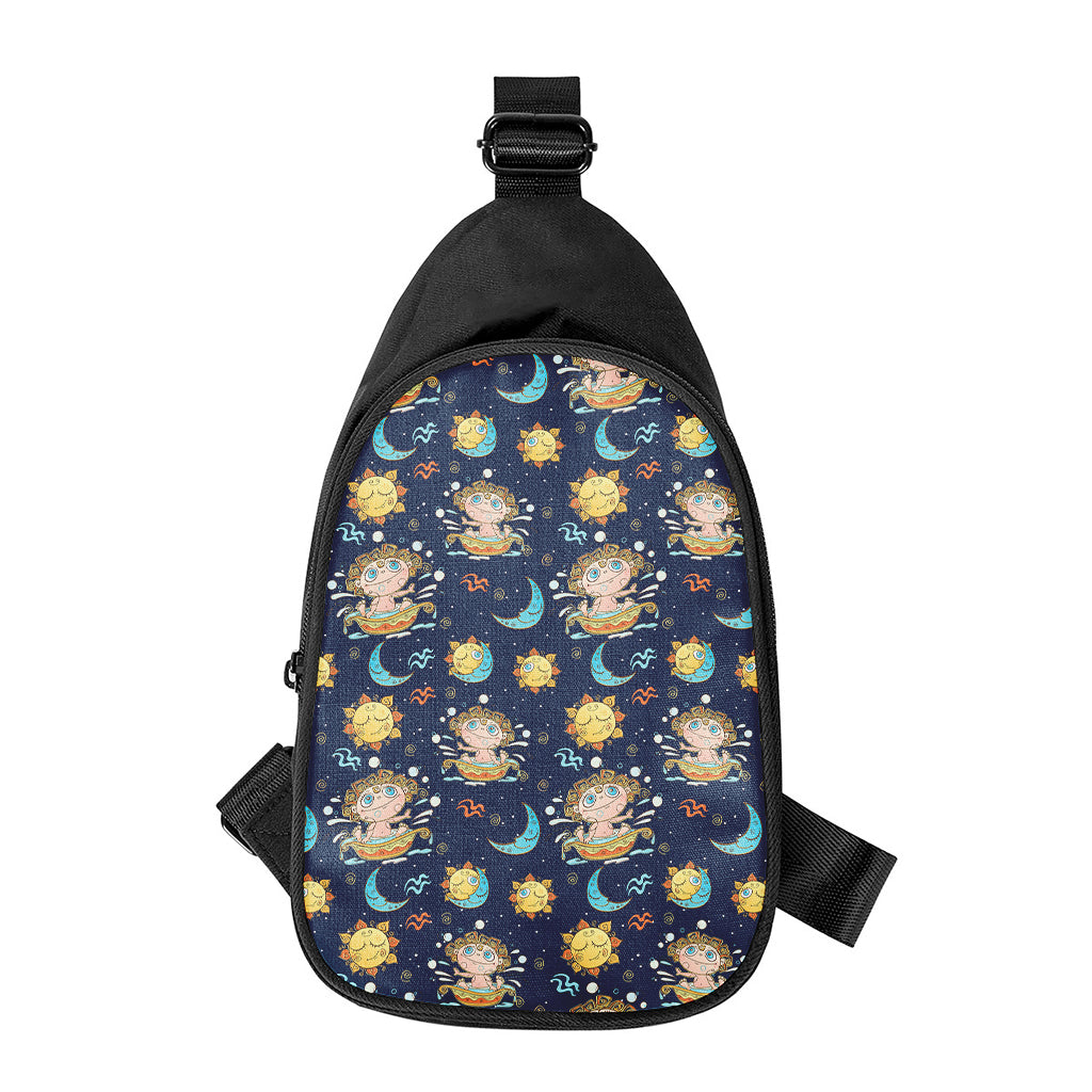 Cute Cartoon Aquarius Pattern Print Chest Bag
