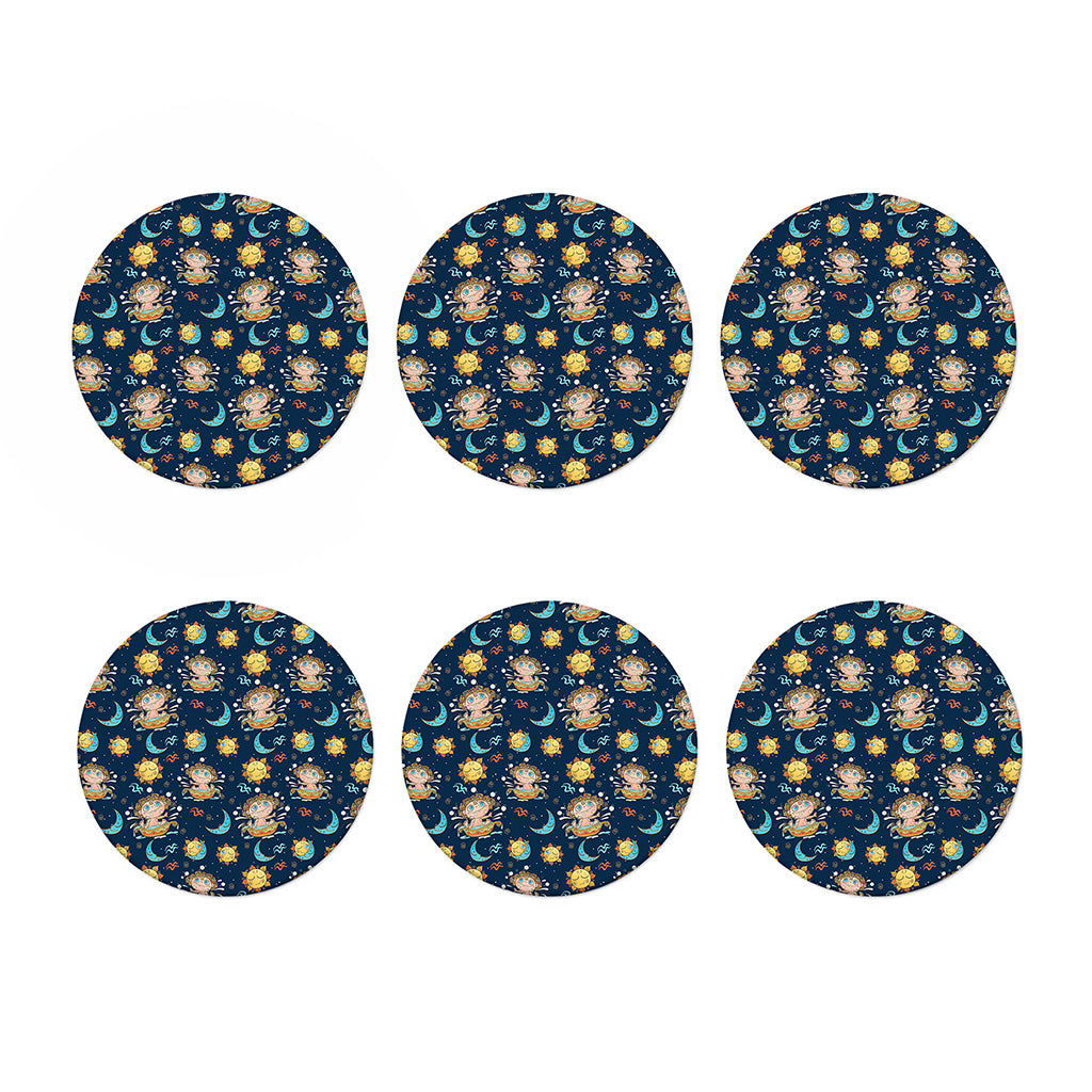 Cute Cartoon Aquarius Pattern Print Coaster Set