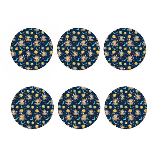 Cute Cartoon Aquarius Pattern Print Coaster Set