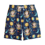 Cute Cartoon Aquarius Pattern Print Cotton Shorts