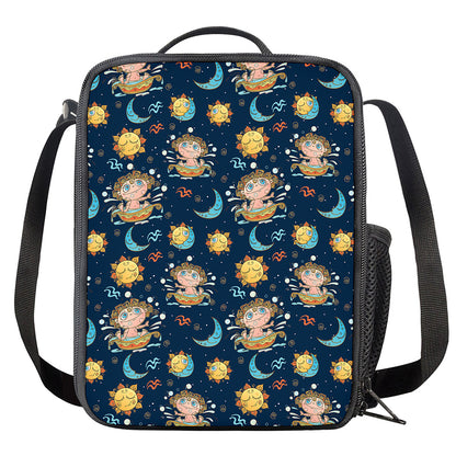 Cute Cartoon Aquarius Pattern Print Crossbody Lunch Bag