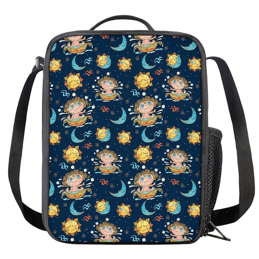 Cute Cartoon Aquarius Pattern Print Crossbody Lunch Bag
