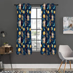 Cute Cartoon Aquarius Pattern Print Curtain