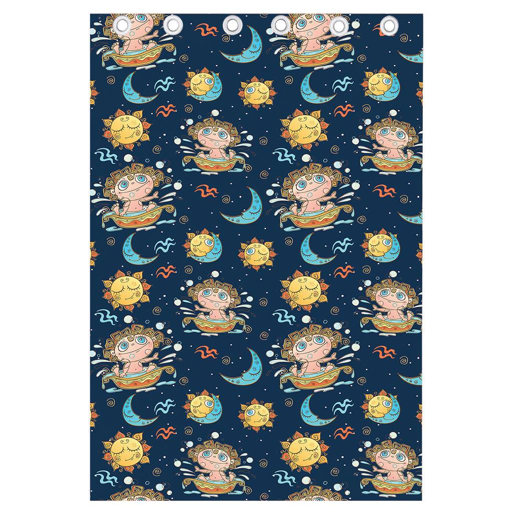 Cute Cartoon Aquarius Pattern Print Curtain