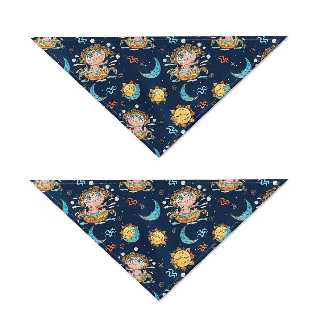 Cute Cartoon Aquarius Pattern Print Dog Bandana