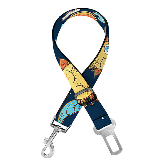 Cute Cartoon Aquarius Pattern Print Dog Seat Belt