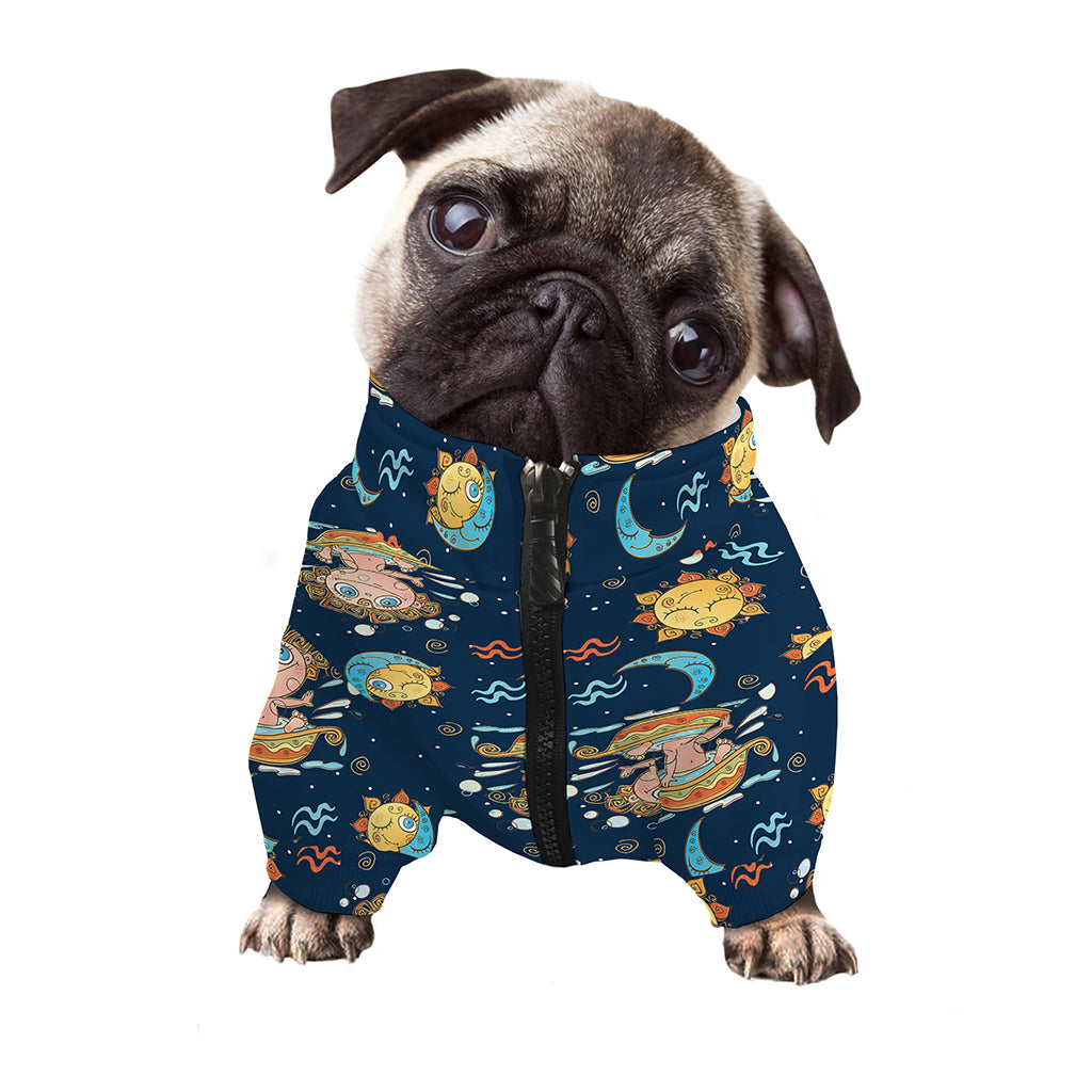 Cute Cartoon Aquarius Pattern Print Dog Zip Up Jacket