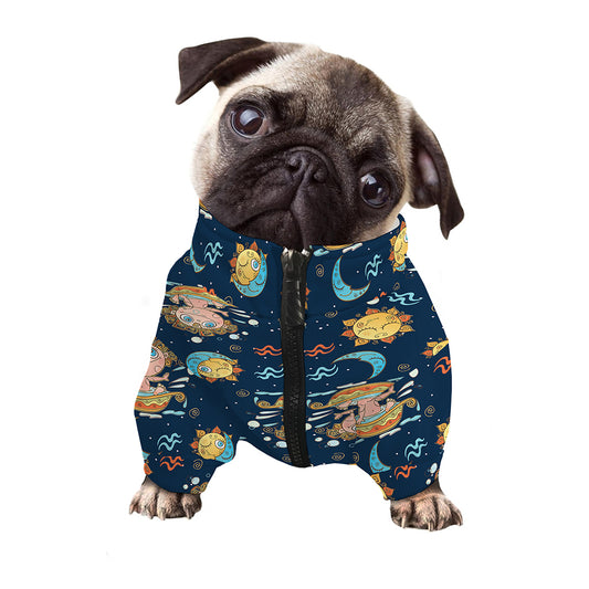 Cute Cartoon Aquarius Pattern Print Dog Zip Up Jacket