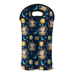 Cute Cartoon Aquarius Pattern Print Double Neoprene Wine Tote