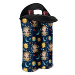 Cute Cartoon Aquarius Pattern Print Double Neoprene Wine Tote