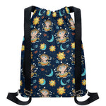 Cute Cartoon Aquarius Pattern Print Drawstring Backpack
