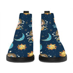 Cute Cartoon Aquarius Pattern Print Flat Ankle Boots