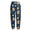 Cute Cartoon Aquarius Pattern Print Fleece Lined Knit Pants
