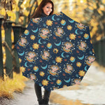 Cute Cartoon Aquarius Pattern Print Foldable Umbrella