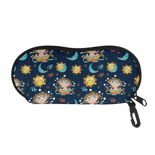 Cute Cartoon Aquarius Pattern Print Glasses Case