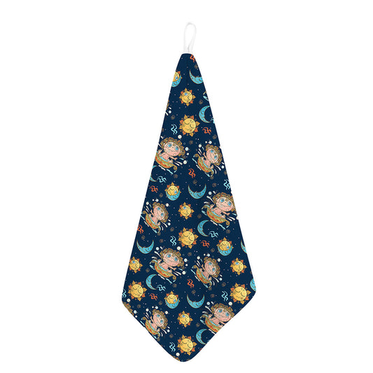 Cute Cartoon Aquarius Pattern Print Hand Towel