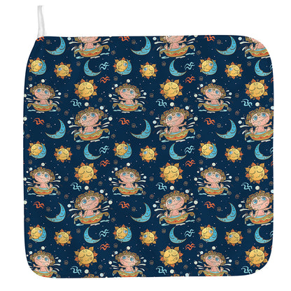 Cute Cartoon Aquarius Pattern Print Hand Towel