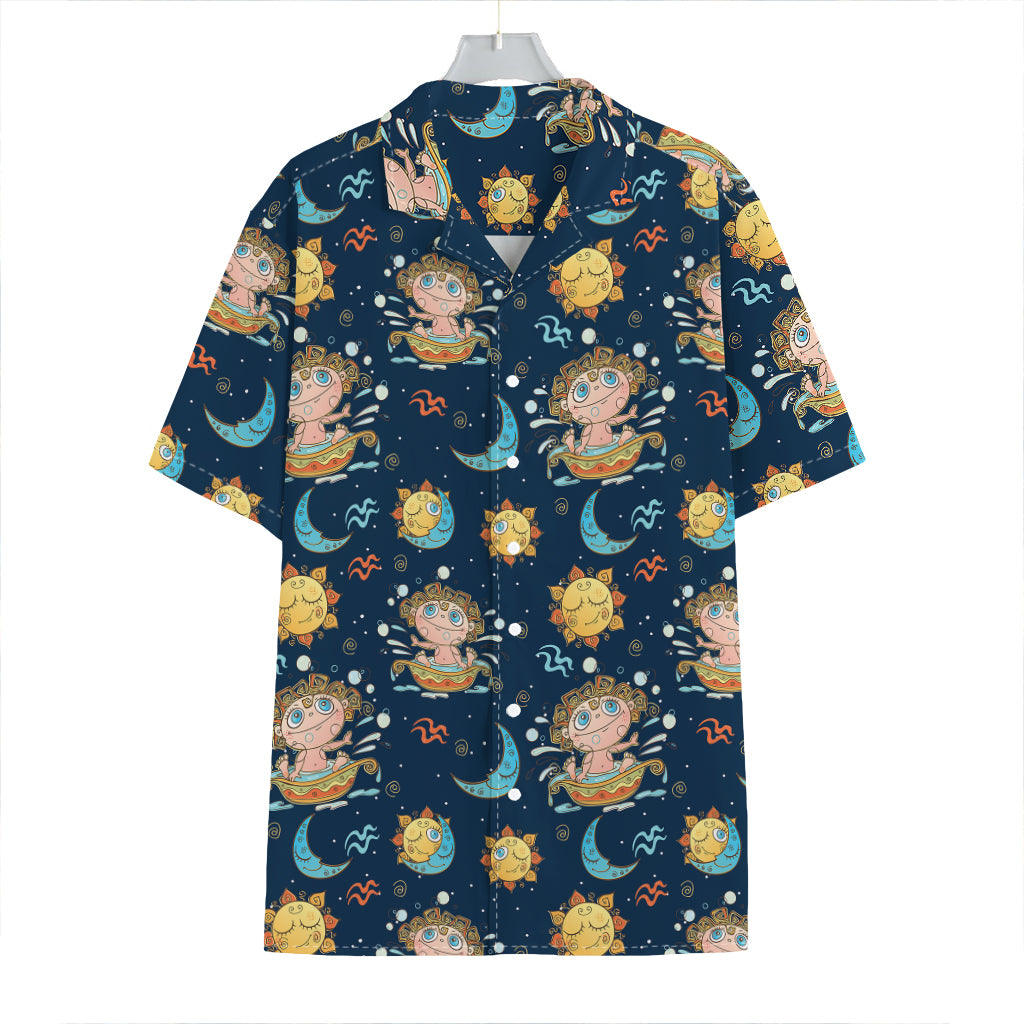 Cute Cartoon Aquarius Pattern Print Hawaiian Shirt