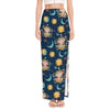 Cute Cartoon Aquarius Pattern Print High Slit Maxi Skirt