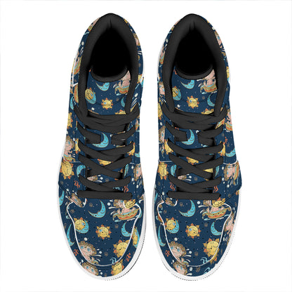 Cute Cartoon Aquarius Pattern Print High Top Leather Sneakers