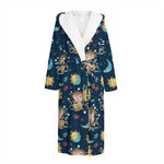 Cute Cartoon Aquarius Pattern Print Hooded Bathrobe