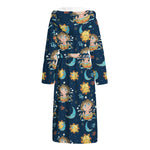 Cute Cartoon Aquarius Pattern Print Hooded Bathrobe