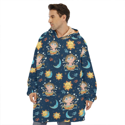 Cute Cartoon Aquarius Pattern Print Hoodie Blanket